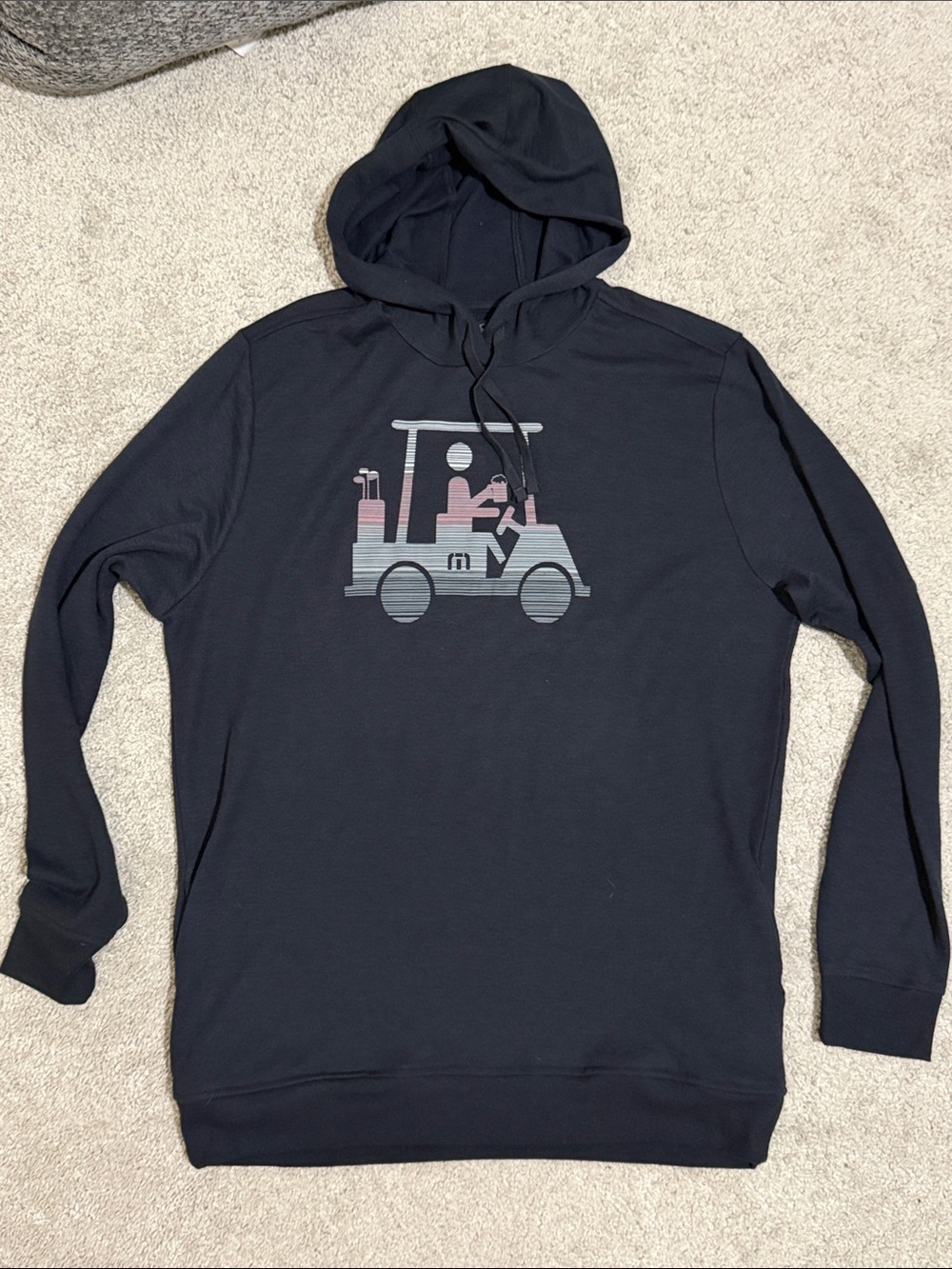 Travis Mathew Black Hooded Pullover with Golf Cart Graphic